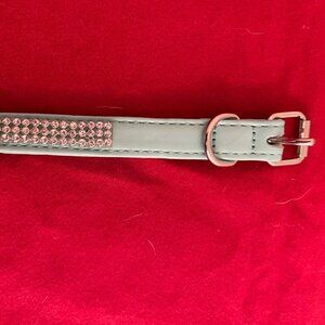 Small Dog Collar: Suede Rhinestone Collar, 9-11”